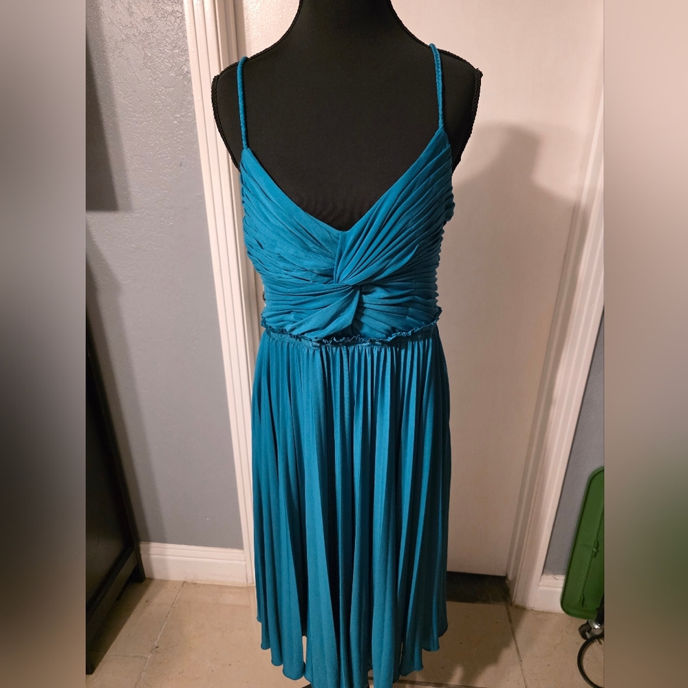 Calvin Klein Teal Spaghetti Strap Midi Dress